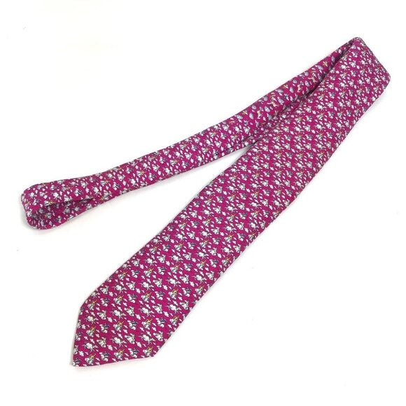 HERMES cloud hose Overall handle Fashion Accessories Necktie silk Purple Based - Picture 10 of 14